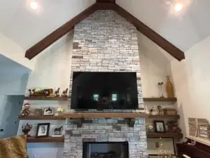 TV Mounting on Rock Wall in Hoschton