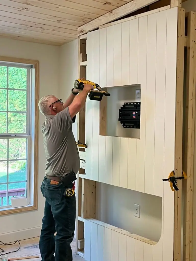 Custom Accent Wall Installation for TV and Fireplace in Jefferson — electric fireplace installation