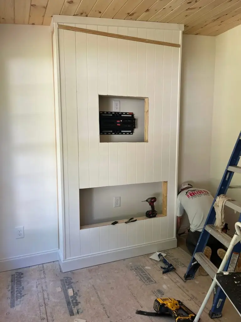 Custom Accent Wall Installation for TV and Fireplace in Jefferson — custom accent wall installation for TV and fireplace