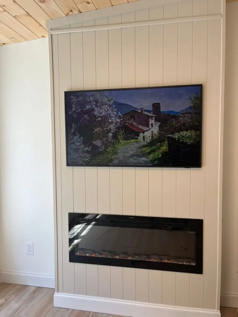 Custom Accent Wall Installation for TV and Fireplace in Jefferson — custom accent wall