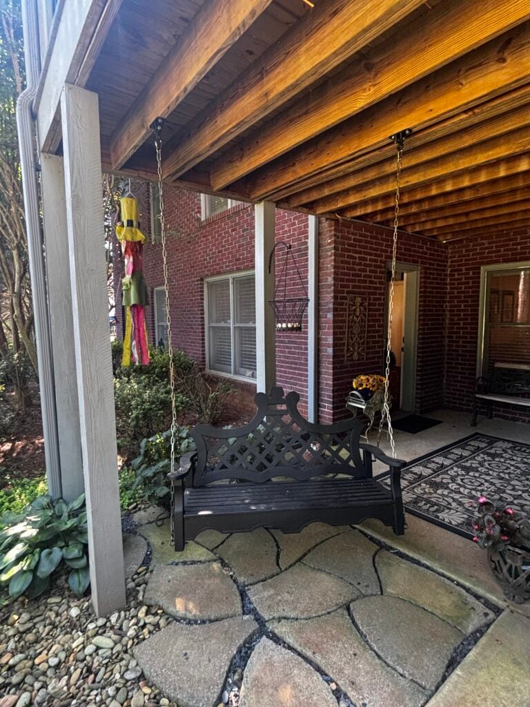 Porch Swing Installation in Monroe — fall porch swing