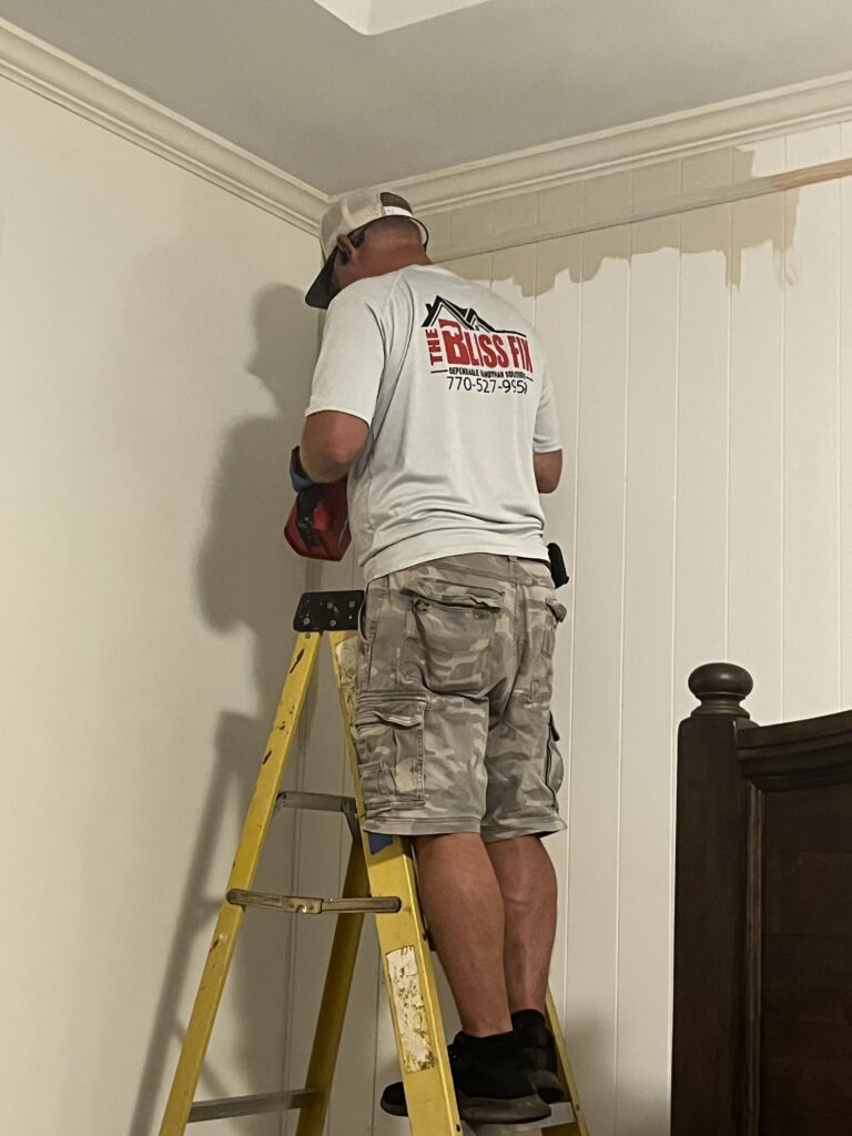 Bead Board Accent Wall Installation and Painting in Jefferson — bead board accent wall installation and painting
